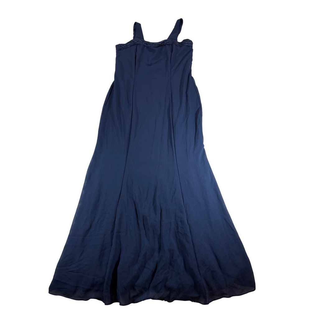 Patra Womens Navy Blue Chiffon Trimmed Formal Gown Maxi Dress Size 16